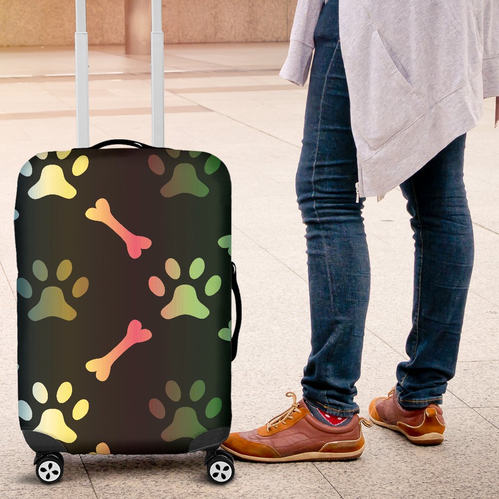 Paw Rainbow Print Luggage Cover Protector