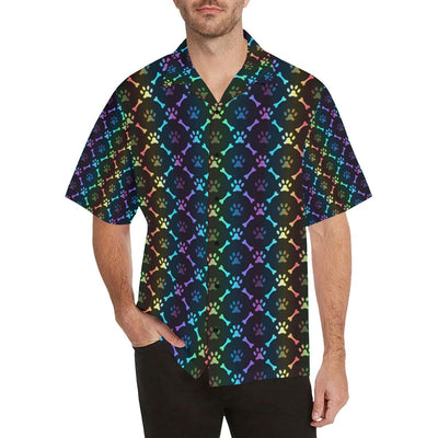 Paw Rainbow Print Men Aloha Hawaiian Shirt