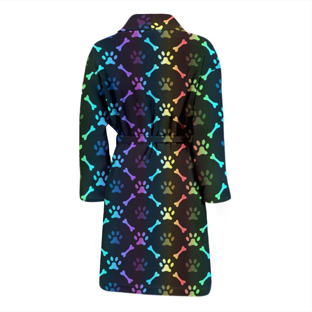 Paw Rainbow Print Men Bath Robe-JTAMIGO.COM