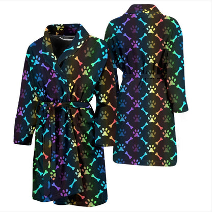 Paw Rainbow Print Men Bath Robe-JTAMIGO.COM