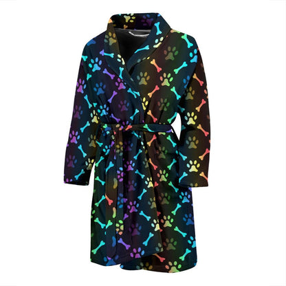 Paw Rainbow Print Men Bath Robe-JTAMIGO.COM
