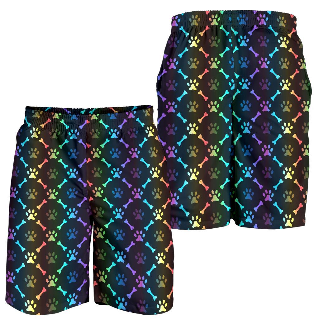 Paw Rainbow Print Mens Shorts-JTAMIGO.COM