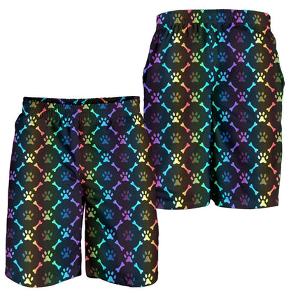 Paw Rainbow Print Mens Shorts-JTAMIGO.COM