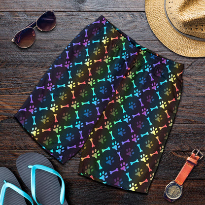 Paw Rainbow Print Mens Shorts-JTAMIGO.COM
