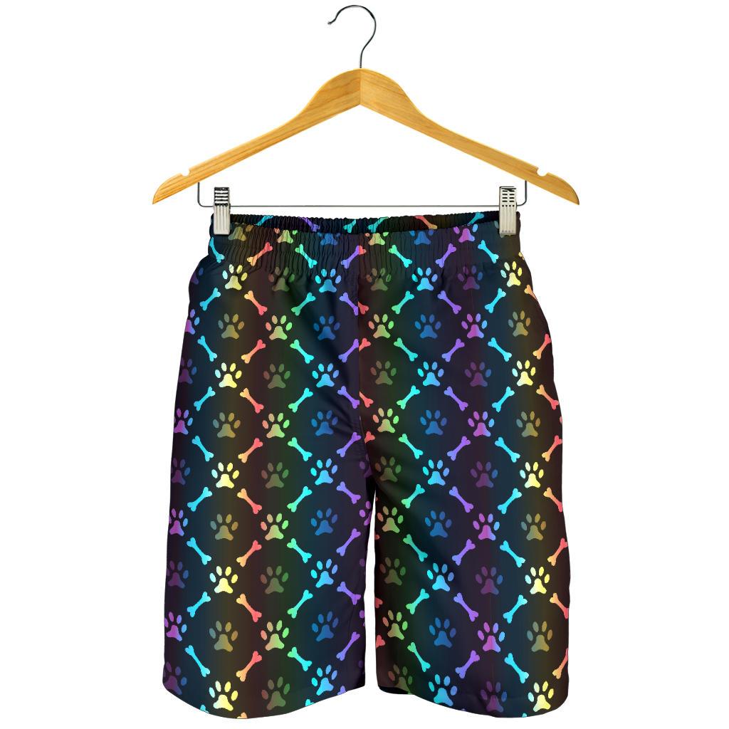 Paw Rainbow Print Mens Shorts-JTAMIGO.COM