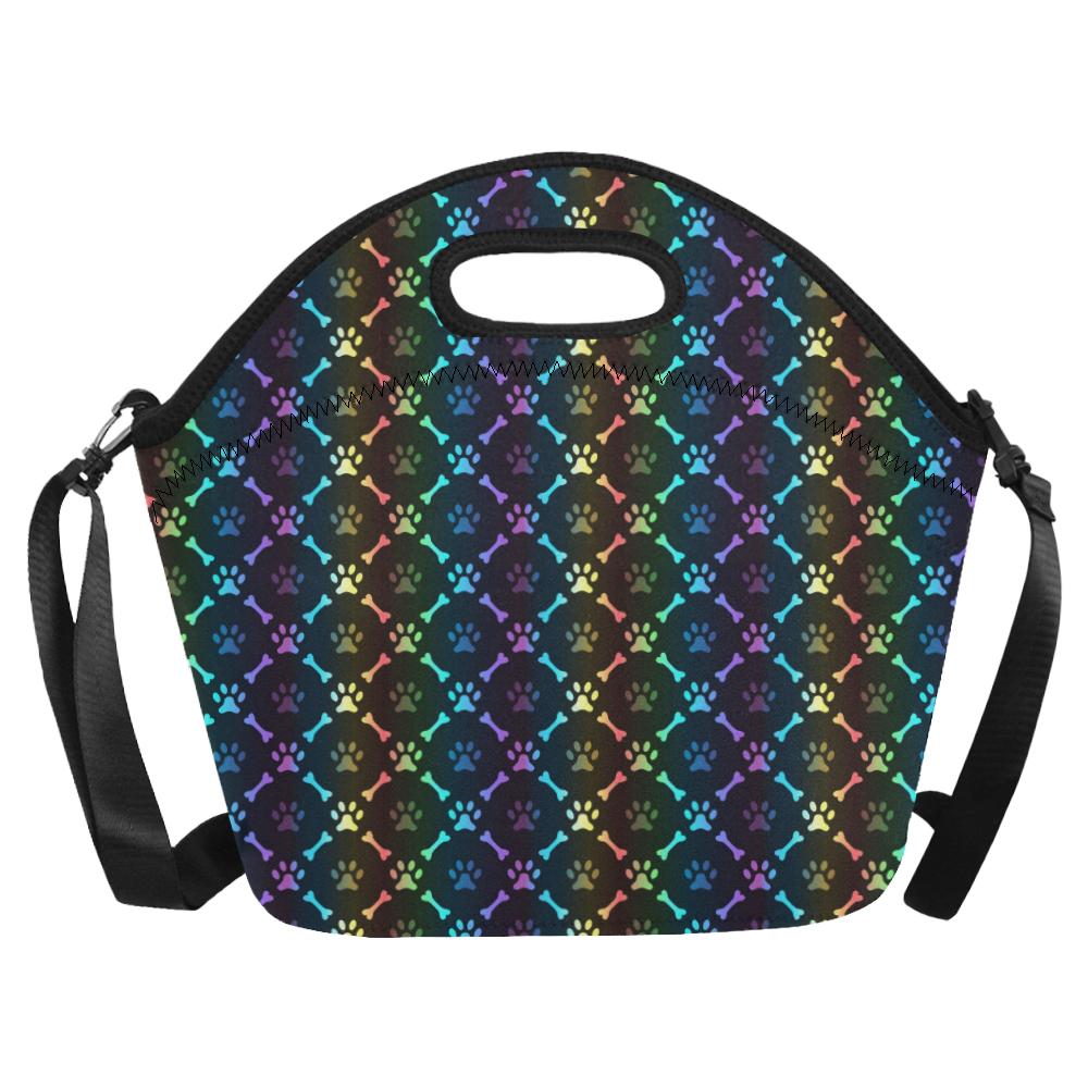 Paw Rainbow Print Neoprene Lunch Bag (Model 1669)(Large)-JTAMIGO.COM