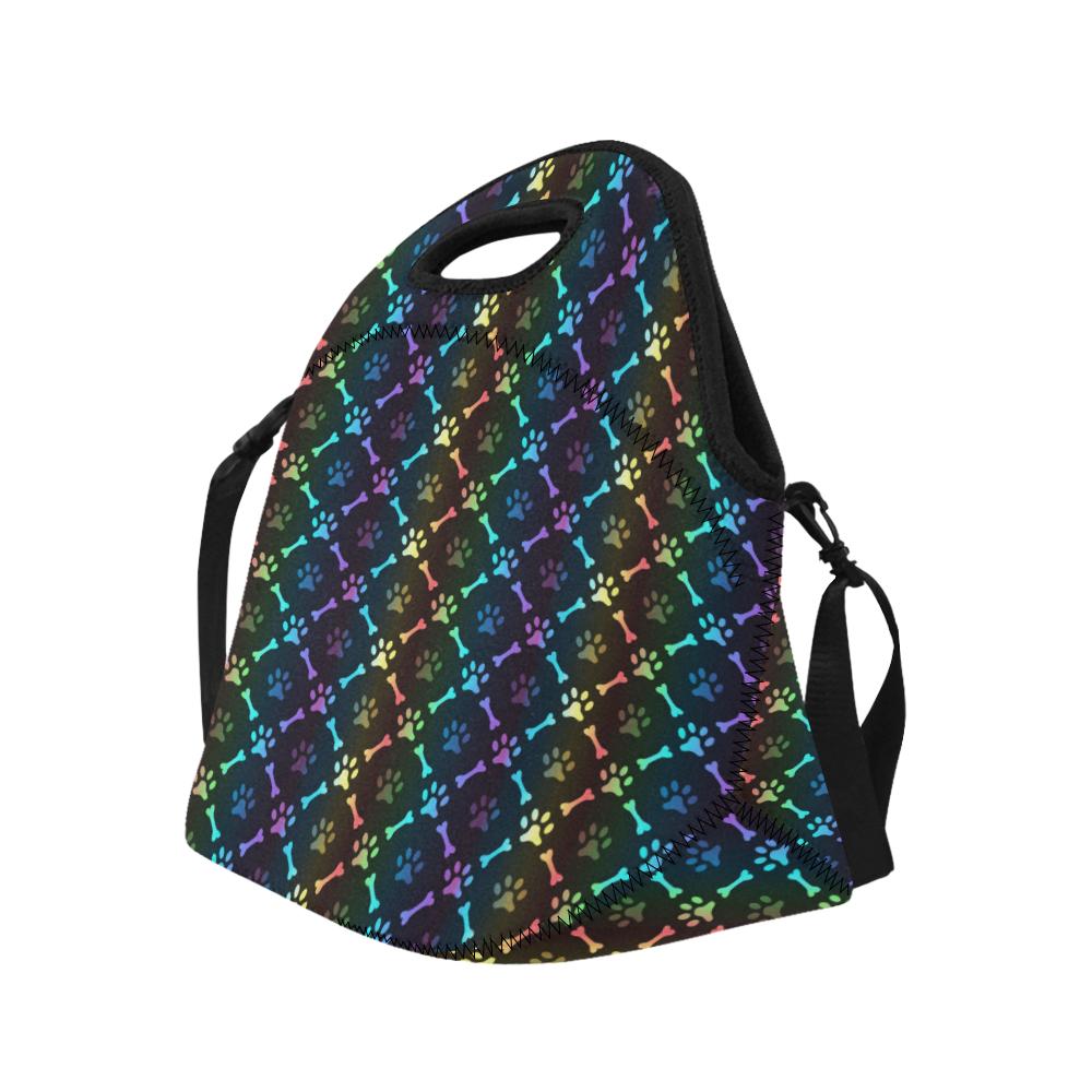 Paw Rainbow Print Neoprene Lunch Bag (Model 1669)(Large)-JTAMIGO.COM