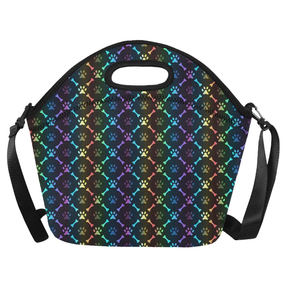 Paw Rainbow Print Neoprene Lunch Bag (Model 1669)(Large)-JTAMIGO.COM