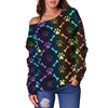 Paw Rainbow Print Off Shoulder Sweatshirt