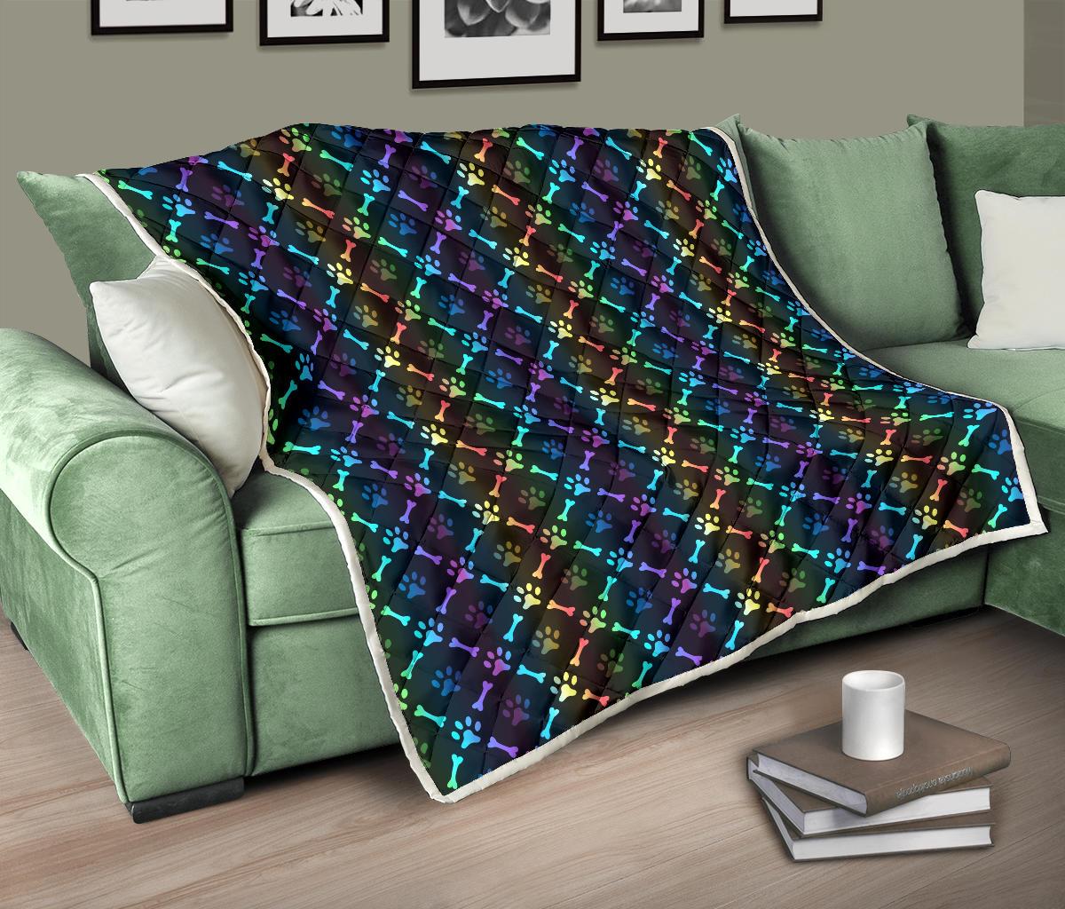 Paw Rainbow Print Premium Quilt-JTAMIGO.COM