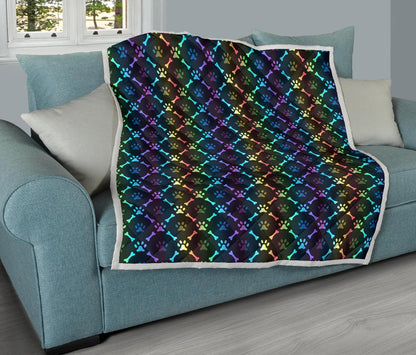 Paw Rainbow Print Premium Quilt-JTAMIGO.COM