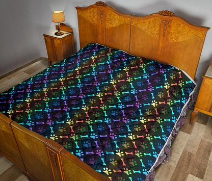 Paw Rainbow Print Premium Quilt-JTAMIGO.COM
