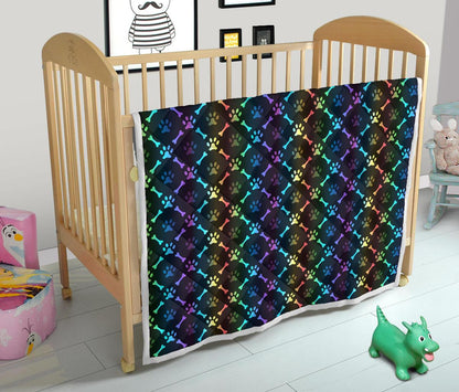 Paw Rainbow Print Premium Quilt-JTAMIGO.COM