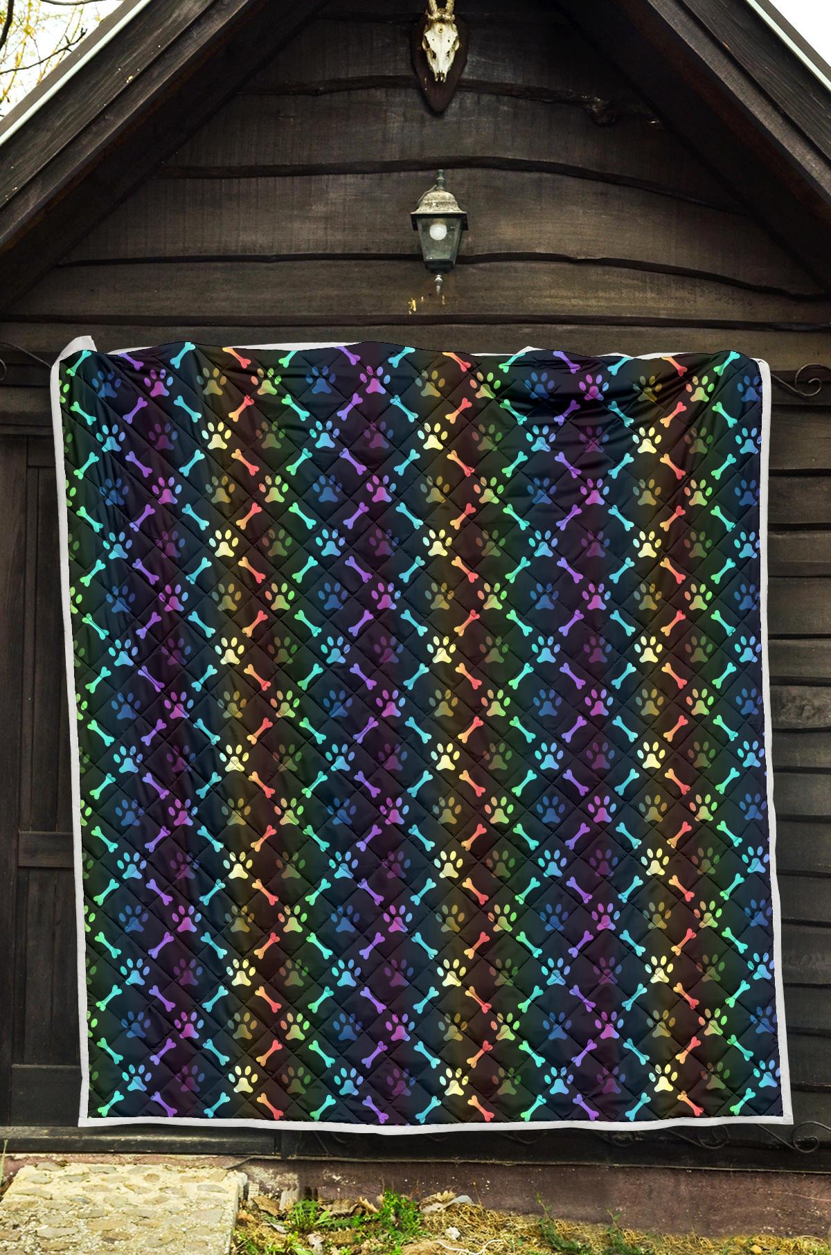 Paw Rainbow Print Premium Quilt-JTAMIGO.COM