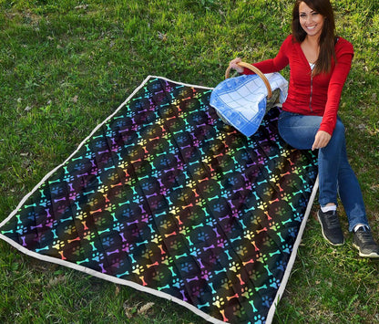 Paw Rainbow Print Premium Quilt-JTAMIGO.COM