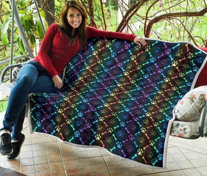Paw Rainbow Print Premium Quilt-JTAMIGO.COM