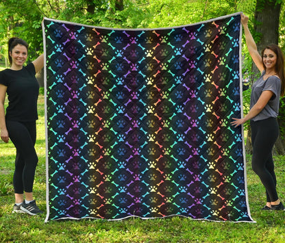 Paw Rainbow Print Premium Quilt-JTAMIGO.COM