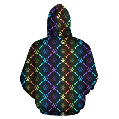 Paw Rainbow Print Pullover Hoodie