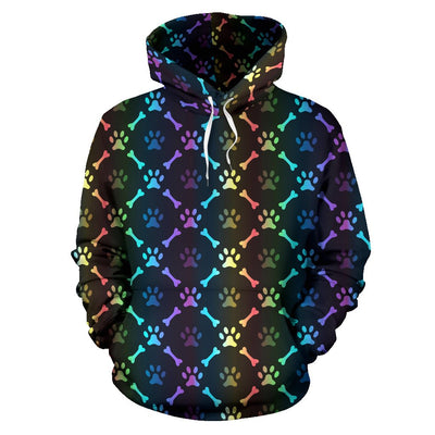 Paw Rainbow Print Pullover Hoodie