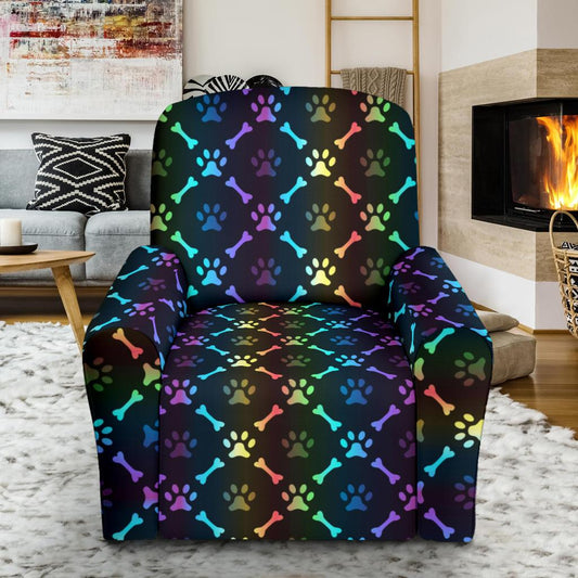 Paw Rainbow Print Single Sofa Slipcover -JTAMIGO.COM