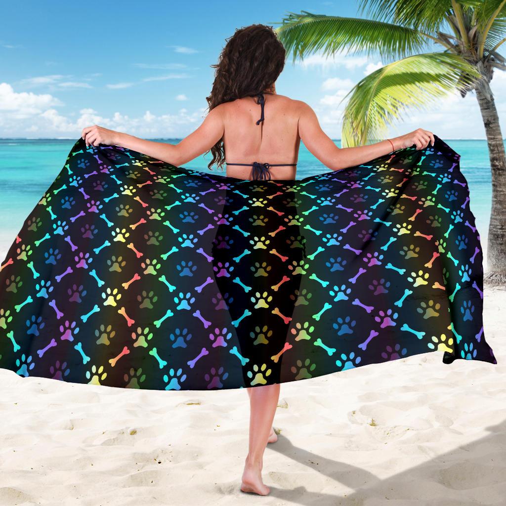 Paw Rainbow Print Sarong Pareo Wrap