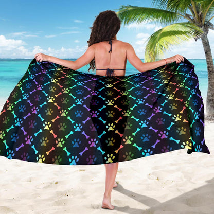 Paw Rainbow Print Sarong Pareo Wrap