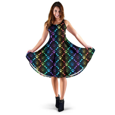 Paw Rainbow Print Sleeveless Dress