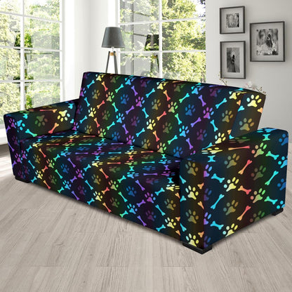 Paw Rainbow Print Sofa Slipcover-JTAMIGO.COM