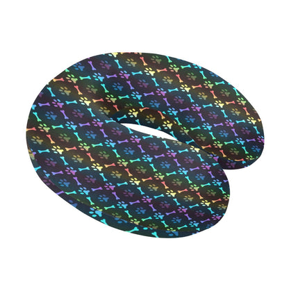 Paw Rainbow Print U-Shaped Travel Neck Pillow-JTAMIGO.COM
