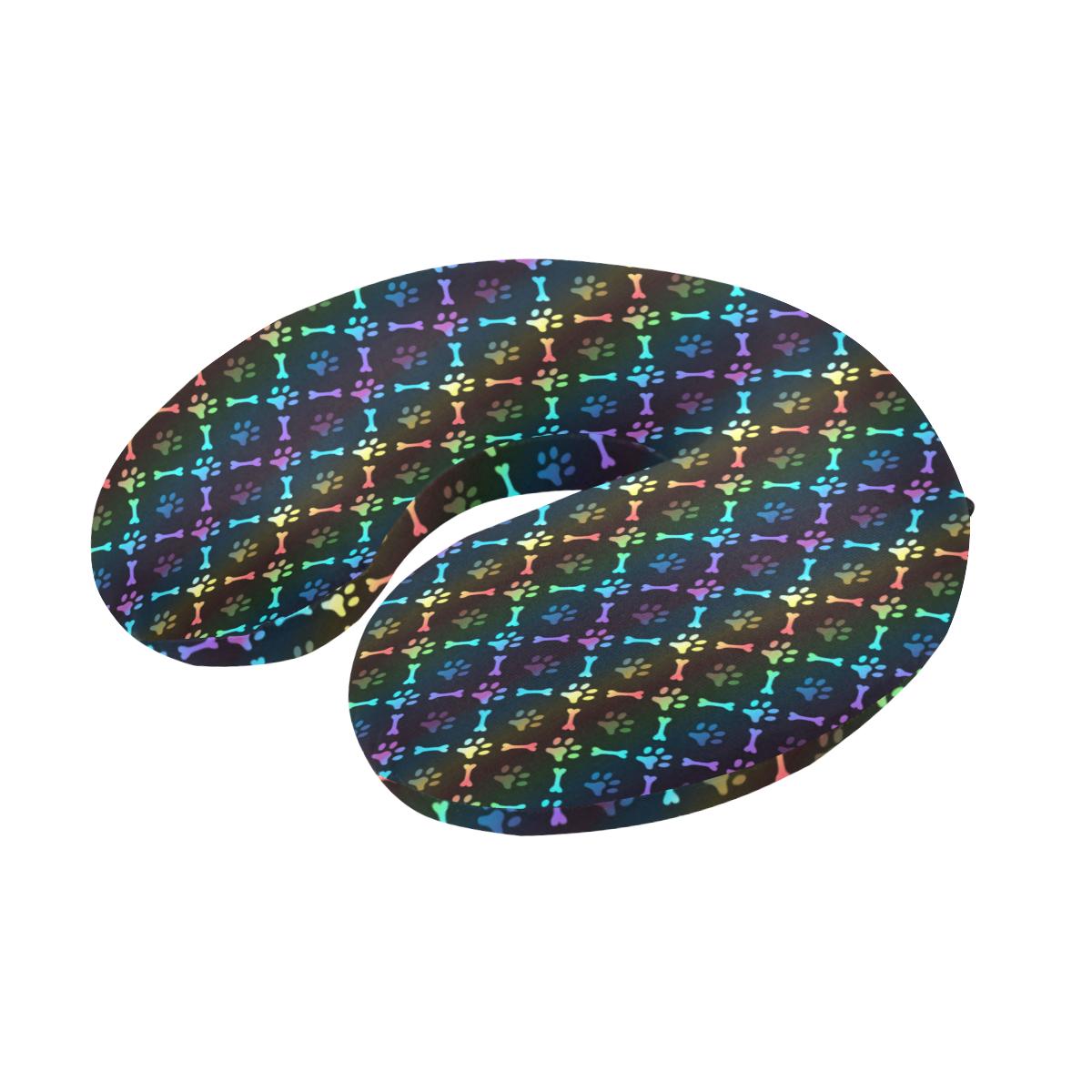 Paw Rainbow Print U-Shaped Travel Neck Pillow-JTAMIGO.COM