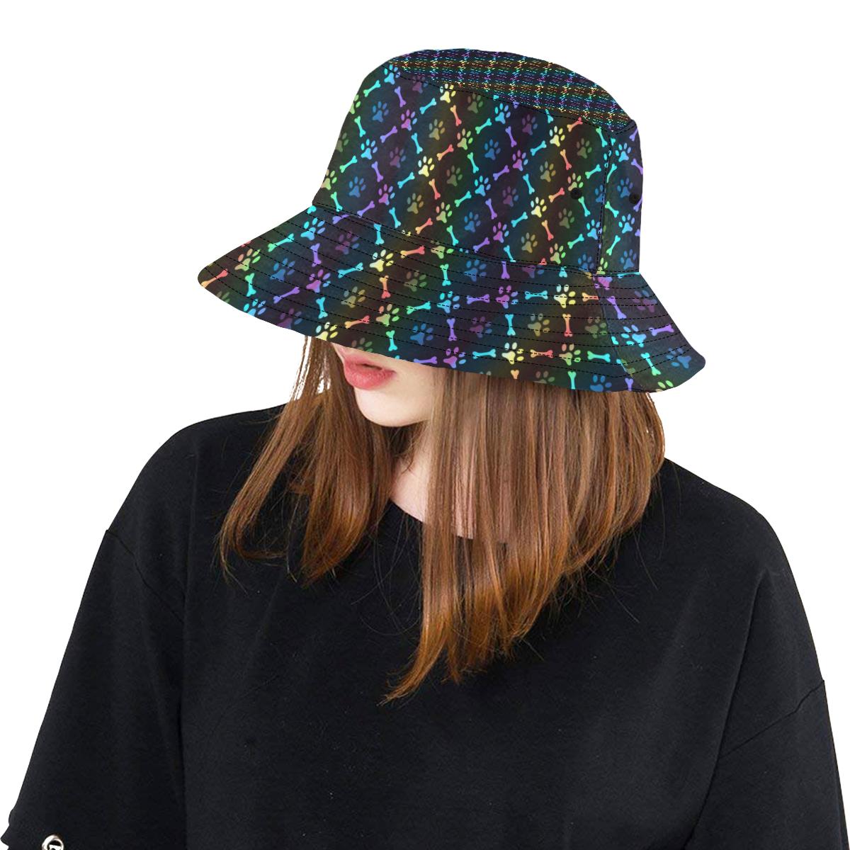 Paw Rainbow Print Unisex Bucket Hat