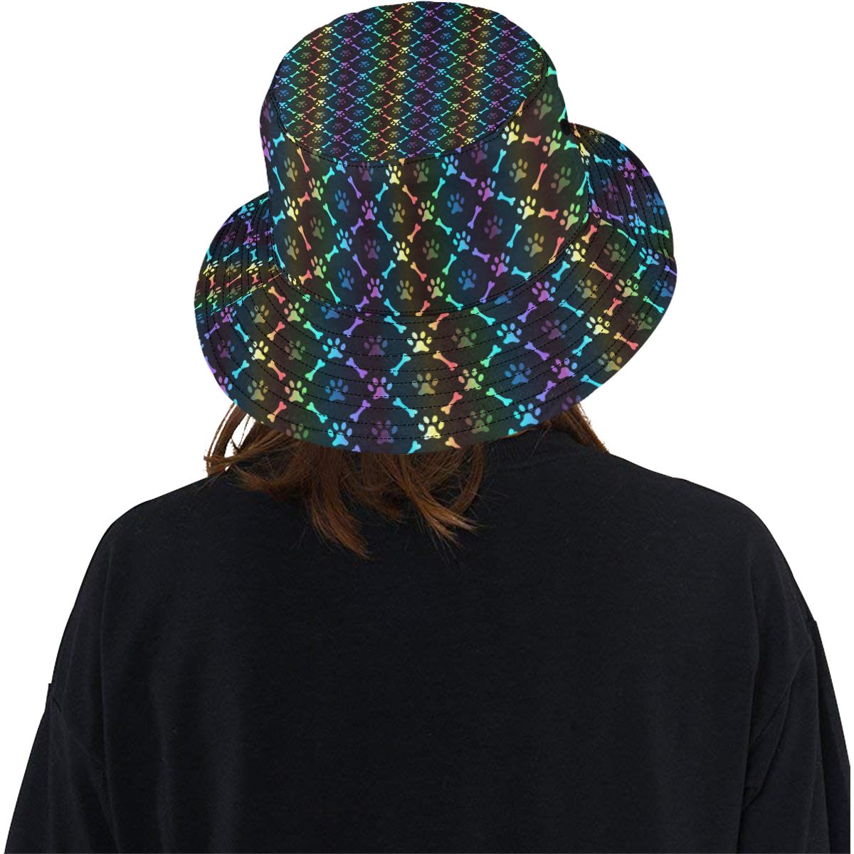 Paw Rainbow Print Unisex Bucket Hat