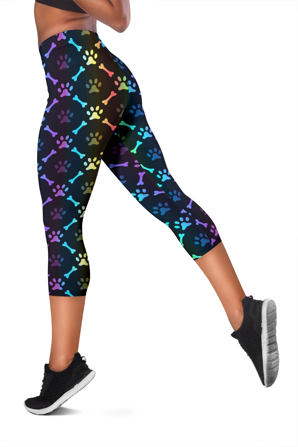 Paw Rainbow Print Women Capris