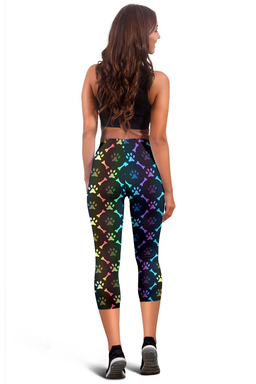 Paw Rainbow Print Women Capris