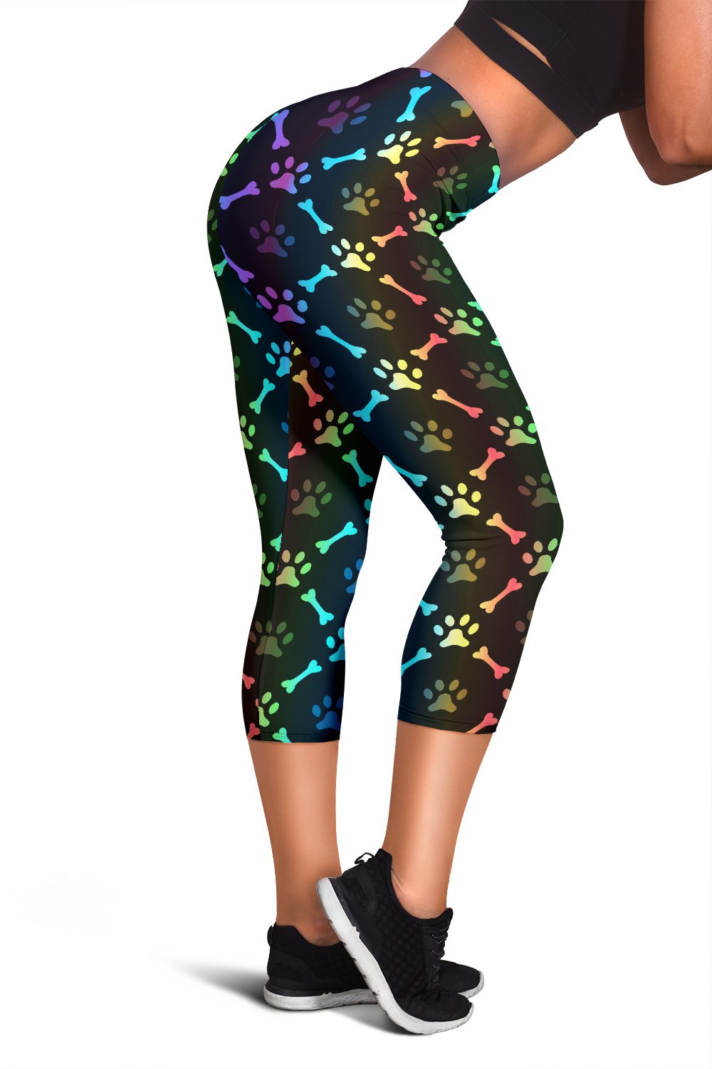 Paw Rainbow Print Women Capris