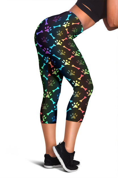 Paw Rainbow Print Women Capris