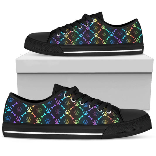 Paw Rainbow Print Women Low Top Shoes-JTAMIGO.COM