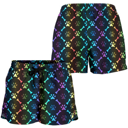 Paw Rainbow Print Women Shorts-JTAMIGO.COM