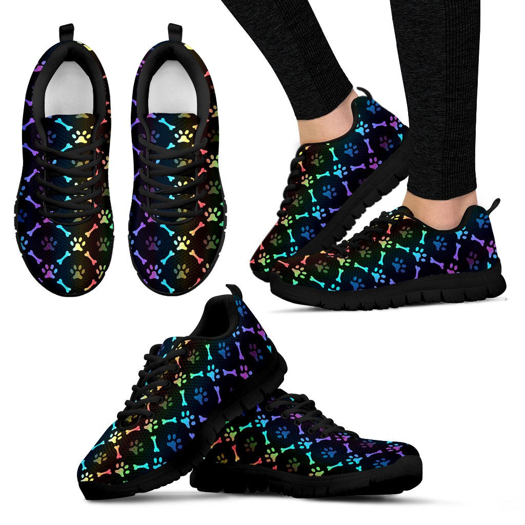Paw Rainbow Print Women Sneakers Shoes