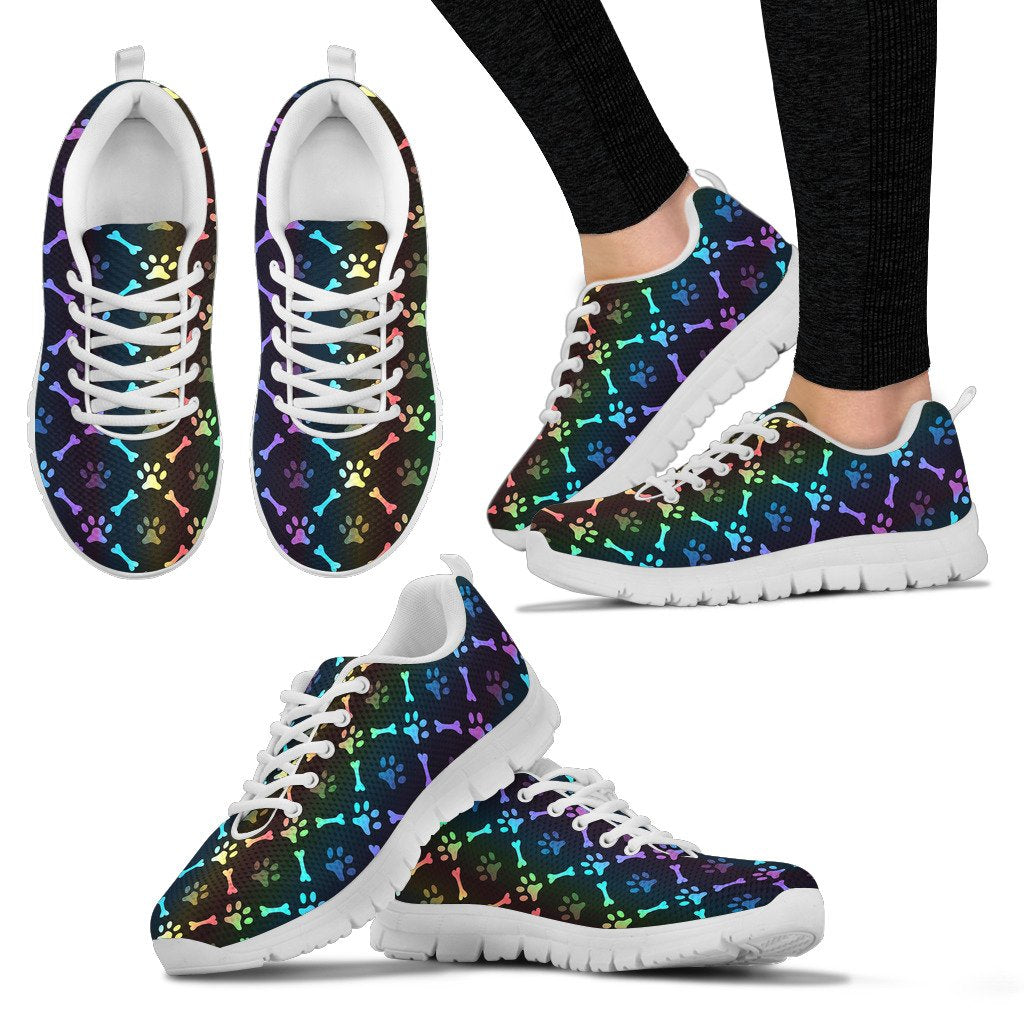 Paw Rainbow Print Women Sneakers Shoes