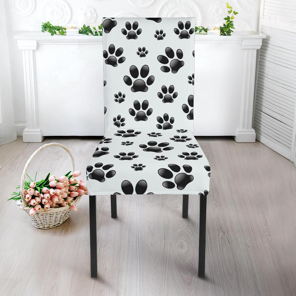 Paw Themed Print Dining Chair Slipcover-JTAMIGO.COM