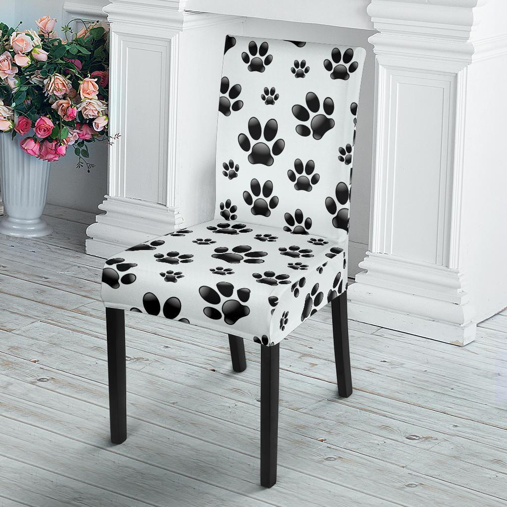 Paw Themed Print Dining Chair Slipcover-JTAMIGO.COM