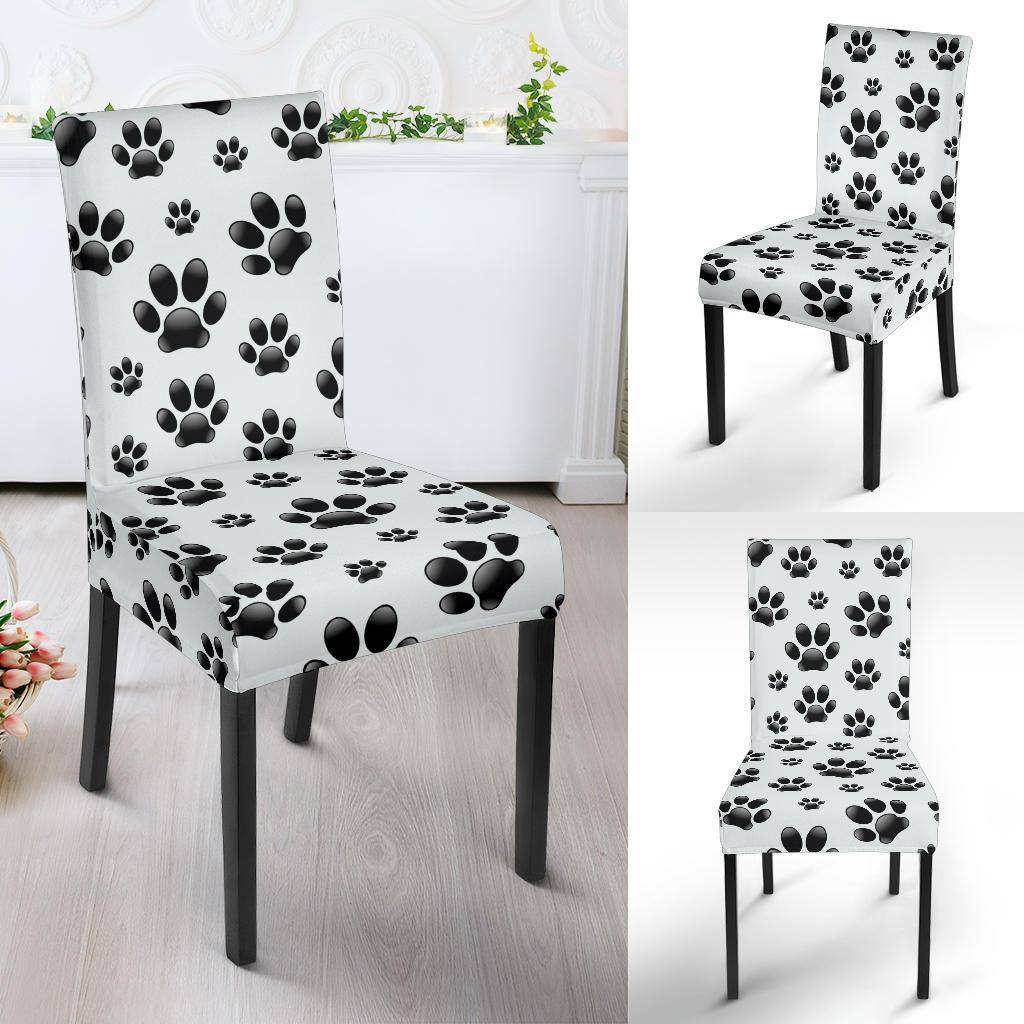 Paw Themed Print Dining Chair Slipcover-JTAMIGO.COM