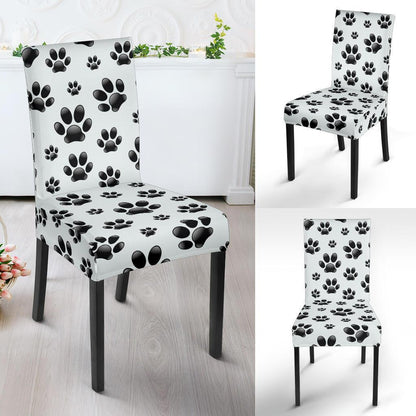Paw Themed Print Dining Chair Slipcover-JTAMIGO.COM