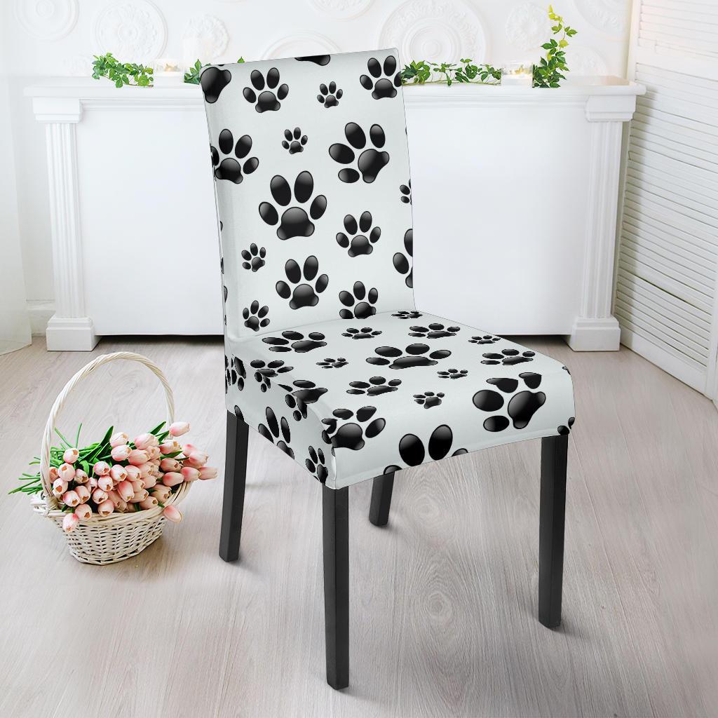 Paw Themed Print Dining Chair Slipcover-JTAMIGO.COM