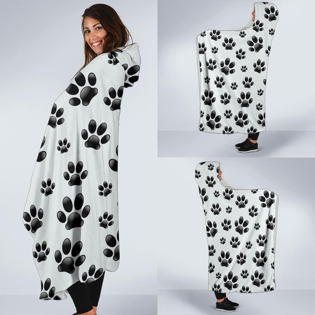 Paw Themed Print Hooded Blanket-JTAMIGO.COM