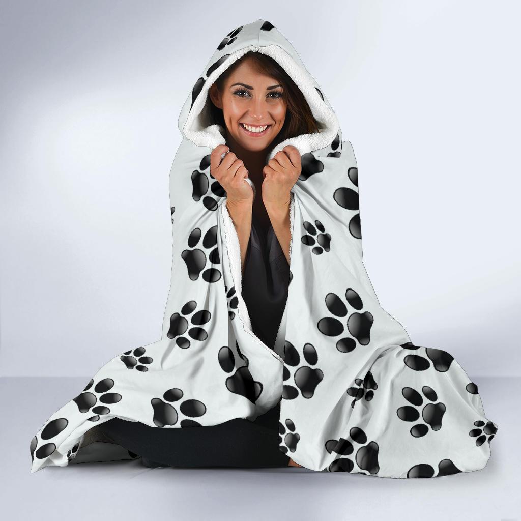Paw Themed Print Hooded Blanket-JTAMIGO.COM