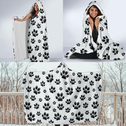 Paw Themed Print Hooded Blanket-JTAMIGO.COM