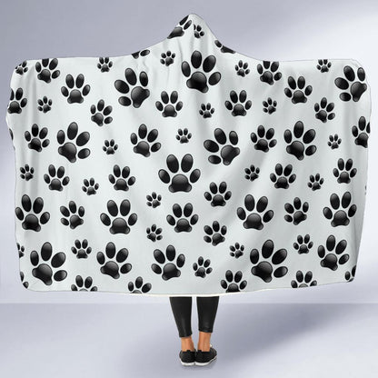 Paw Themed Print Hooded Blanket-JTAMIGO.COM