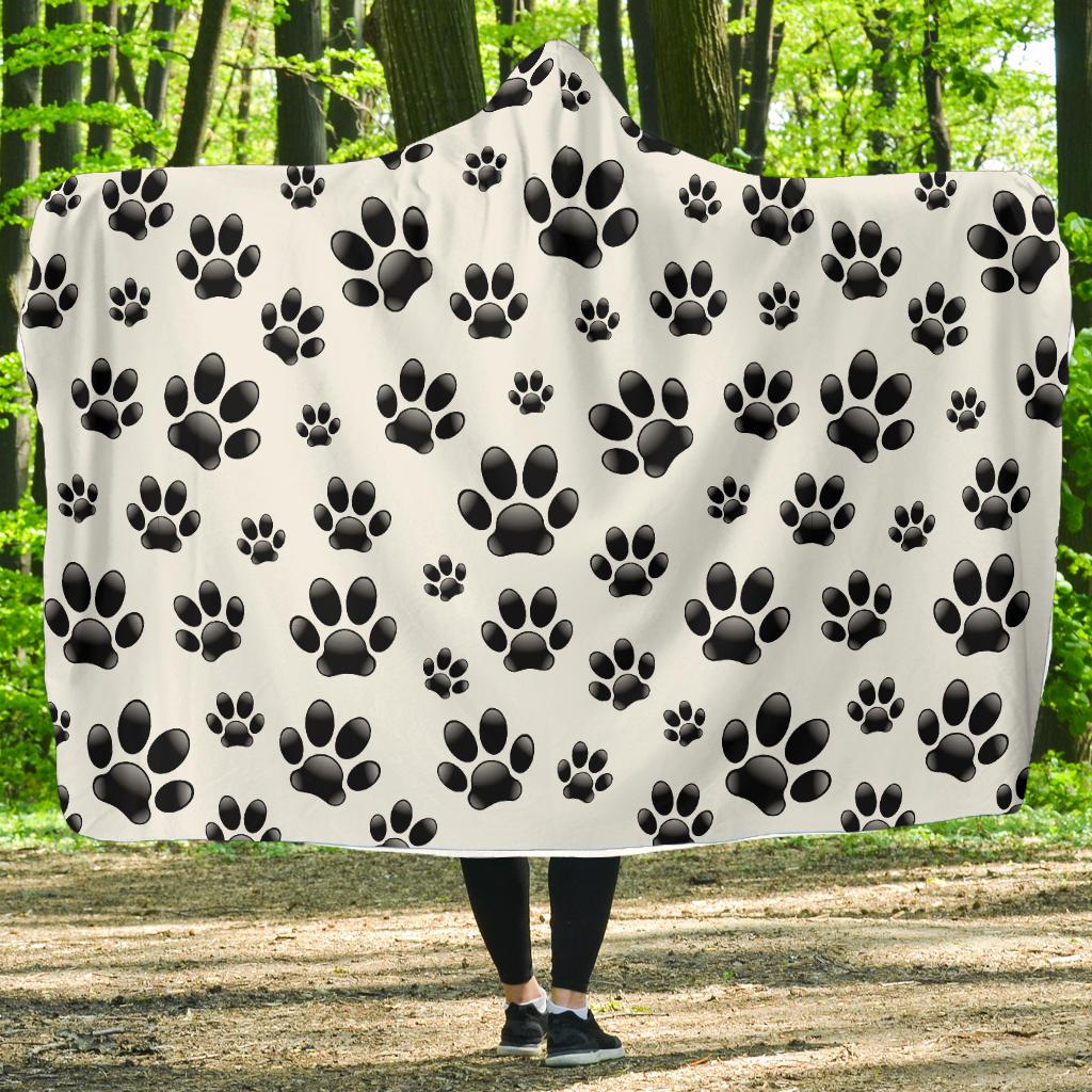 Paw Themed Print Hooded Blanket-JTAMIGO.COM